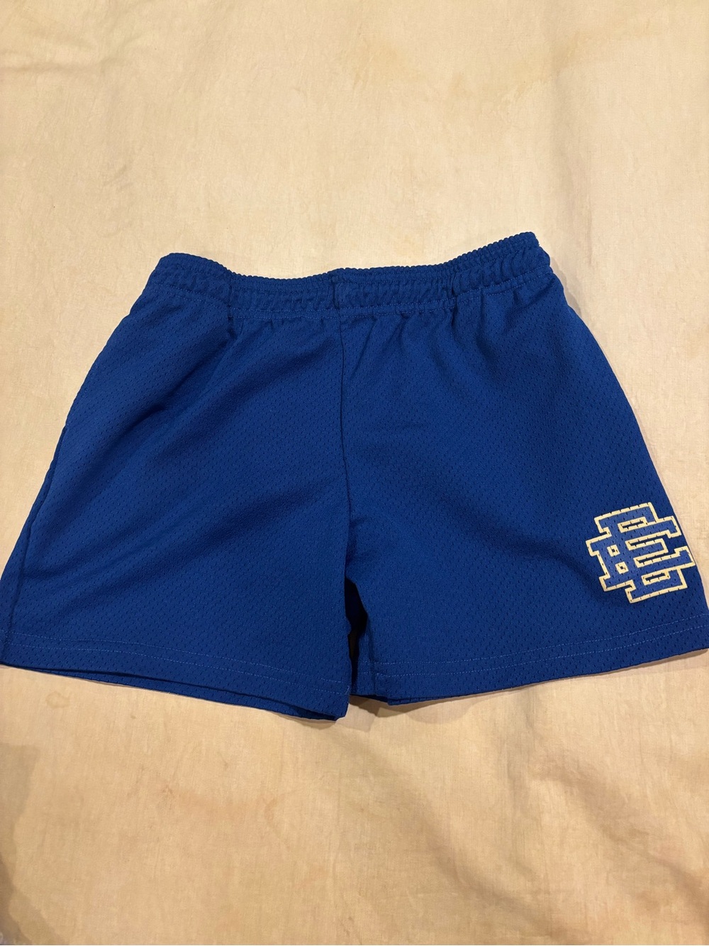Eric Emanuel Kids Blue Mesh Shorts with White Logo Patch